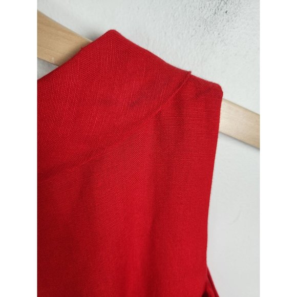 Marconi Women's Sz. 4 Red Linen Blend Sleeveless Sheath Midi Dress - Picture 7 of 8
